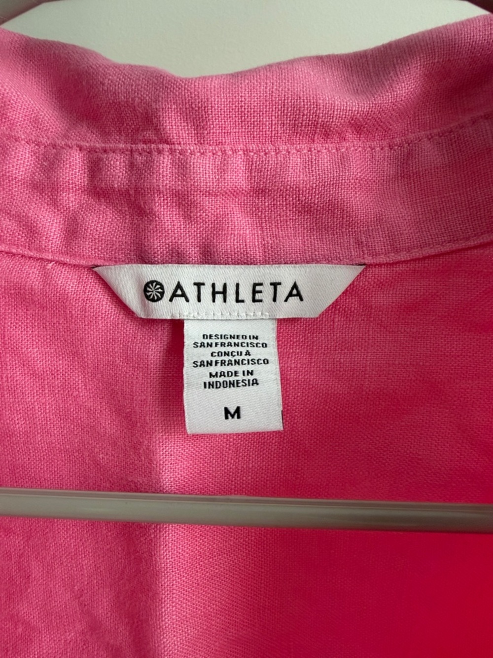 Athleta Pink Linen Button-Up Shirt - Picture 3 of 4